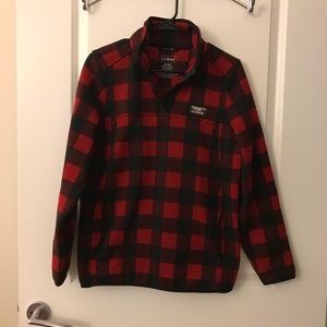 LL Bean Buffalo Plaid Puller Over Fleece